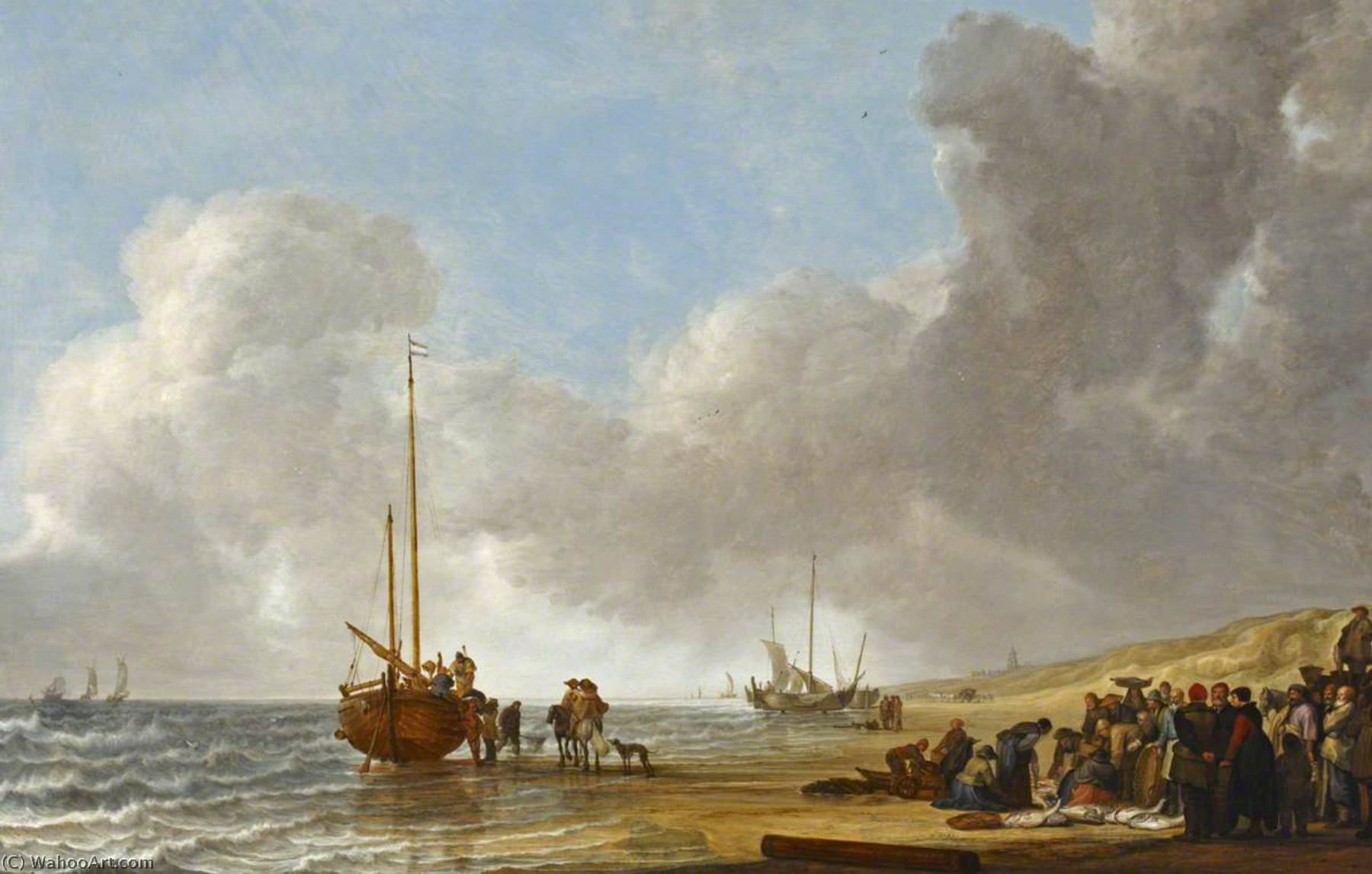 WikiOO.org - Encyclopedia of Fine Arts - Maľba, Artwork Simon Jacobsz De Vlieger - The Beach at Scheveningen