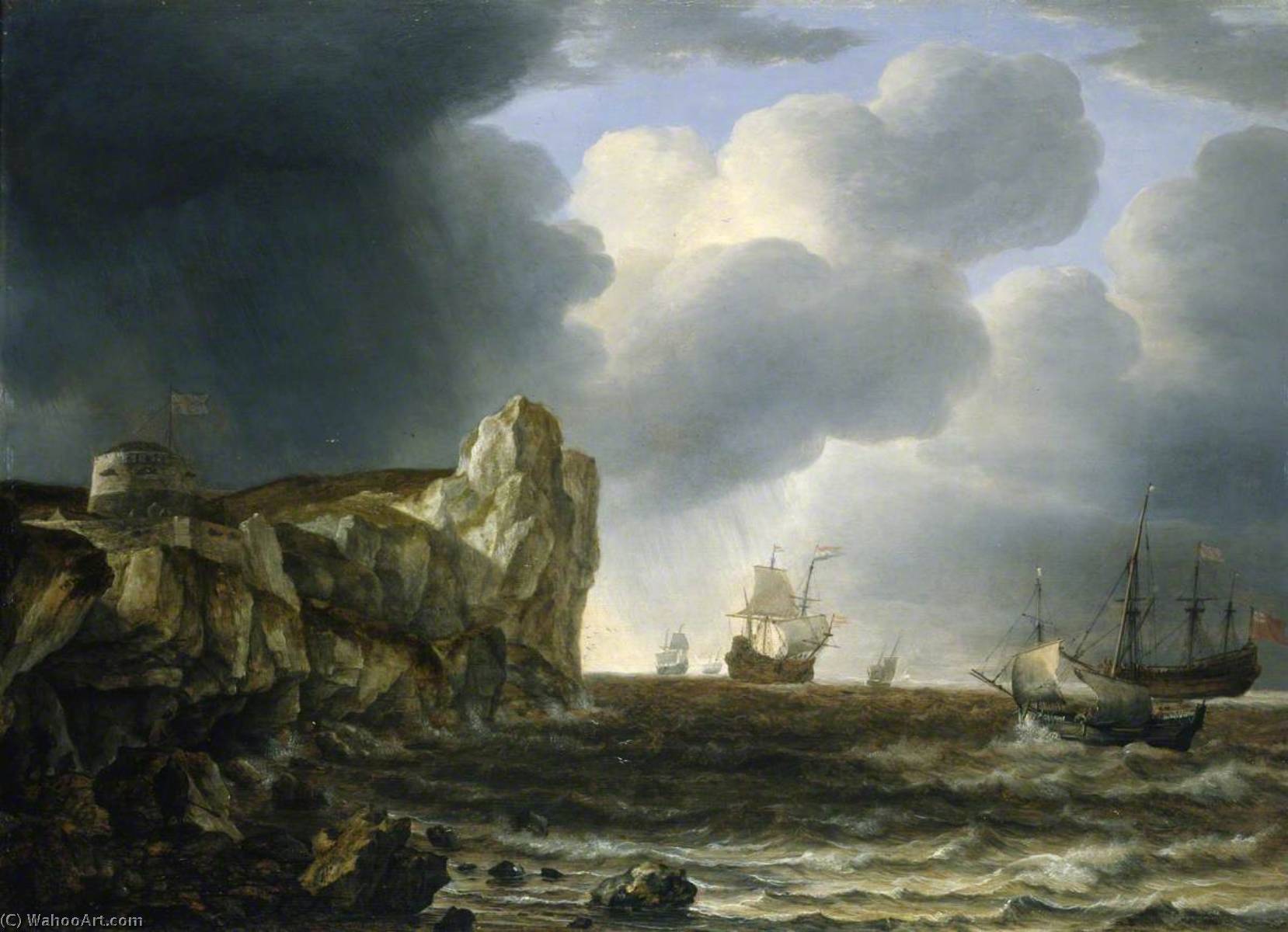 Wikioo.org - The Encyclopedia of Fine Arts - Painting, Artwork by Simon Jacobsz De Vlieger - Shipping off the English Coast