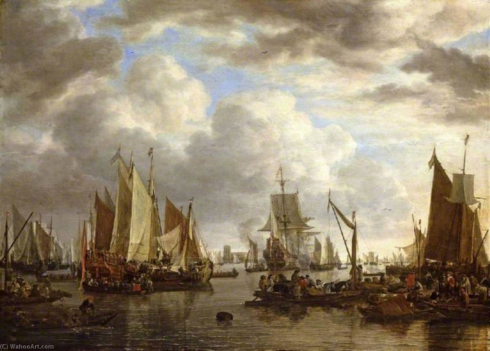 Wikioo.org - The Encyclopedia of Fine Arts - Painting, Artwork by Simon De Vlieger - Shipping before Dordrecht