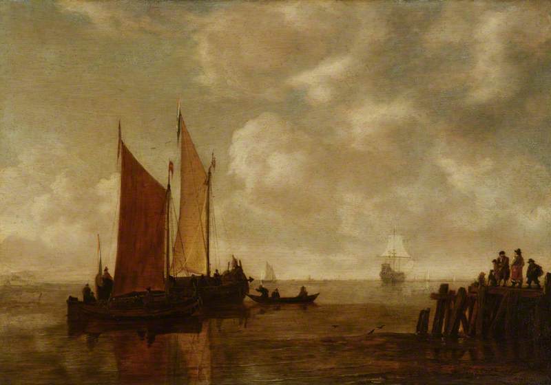 Wikioo.org – L'Encyclopédie des Beaux Arts - Peinture, Oeuvre de Simon Jacobsz De Vlieger - bateaux de pêche éteint  une  jetée