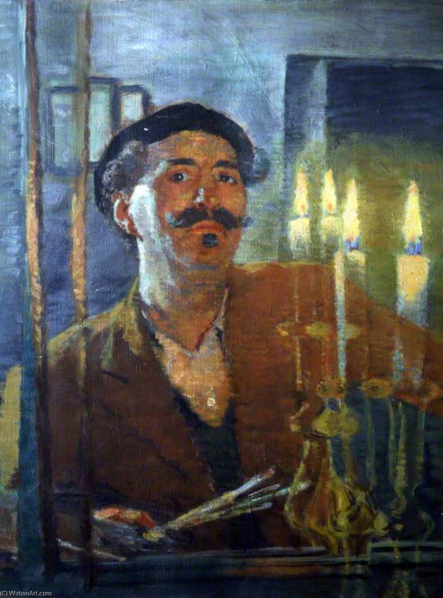 Wikioo.org - The Encyclopedia of Fine Arts - Painting, Artwork by Evan Walters - Self Portrait with Candle