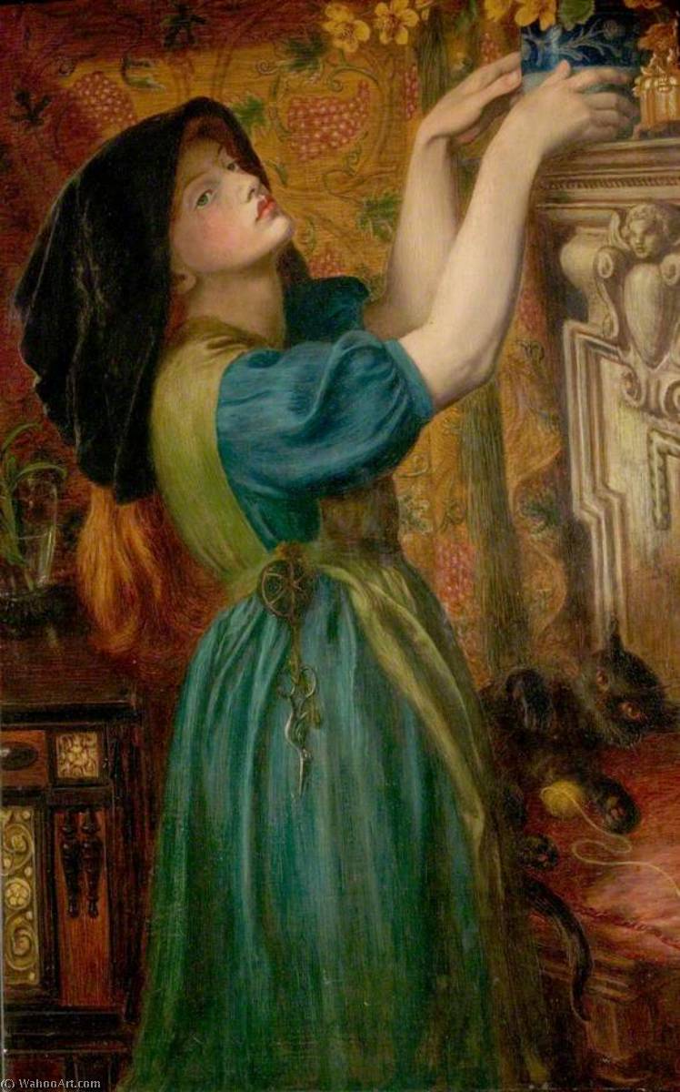 Wikoo.org - موسوعة الفنون الجميلة - اللوحة، العمل الفني Dante Gabriel Rossetti - Marigolds (The Bower Maiden, Fleur de Marie)
