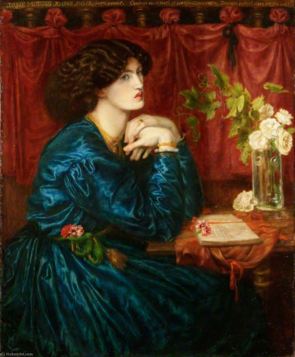WikiOO.org - Encyclopedia of Fine Arts - Maleri, Artwork Dante Gabriel Rossetti - Blue Silk Dress (Jane Morris)