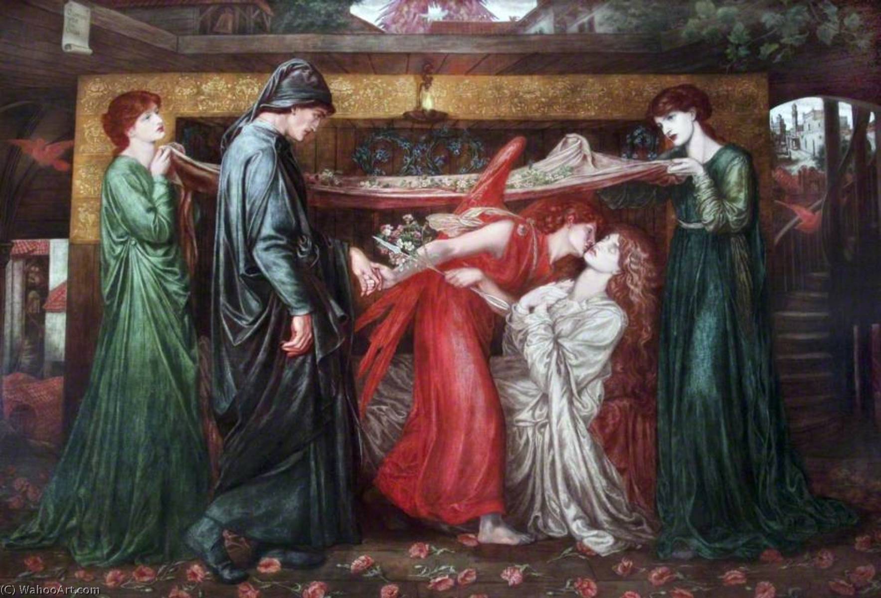 WikiOO.org - Encyclopedia of Fine Arts - Maalaus, taideteos Dante Gabriel Rossetti - Dante's Dream
