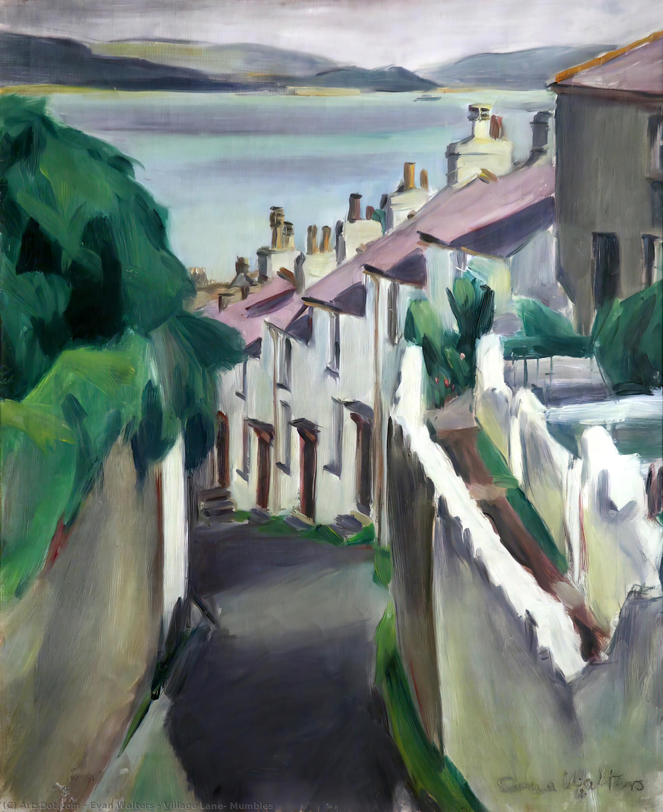Wikioo.org - The Encyclopedia of Fine Arts - Painting, Artwork by Evan Walters - Village Lane, Mumbles