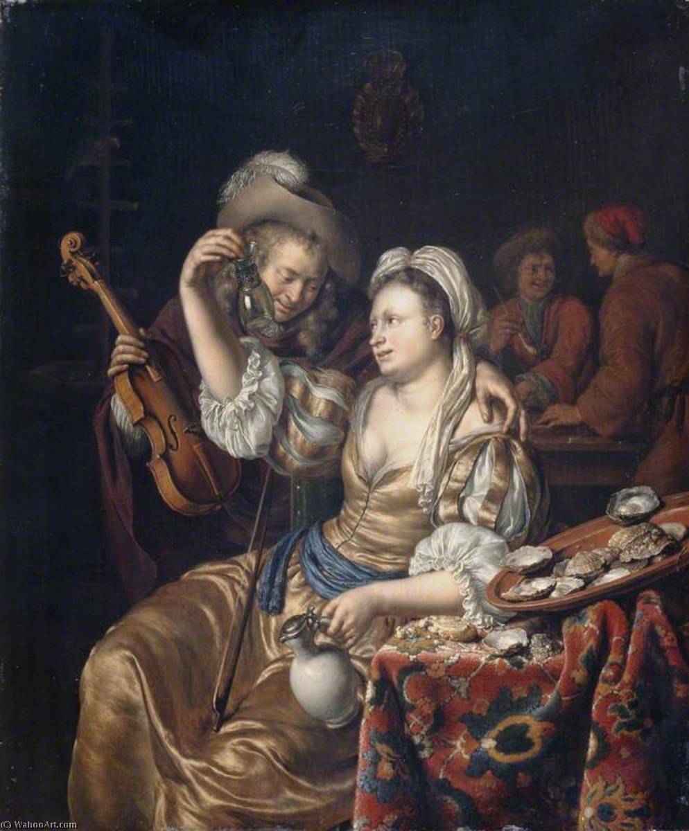 Wikioo.org - The Encyclopedia of Fine Arts - Painting, Artwork by Willem Van Mieris - Interior with a Cavalier and Lady