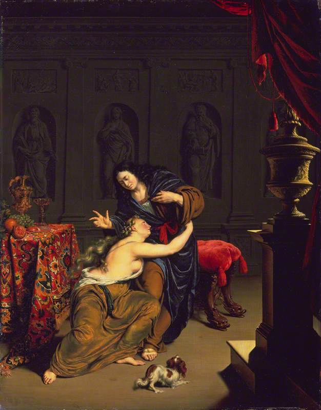 Wikioo.org - The Encyclopedia of Fine Arts - Painting, Artwork by Willem Van Mieris - Joseph and Potiphar's Wife
