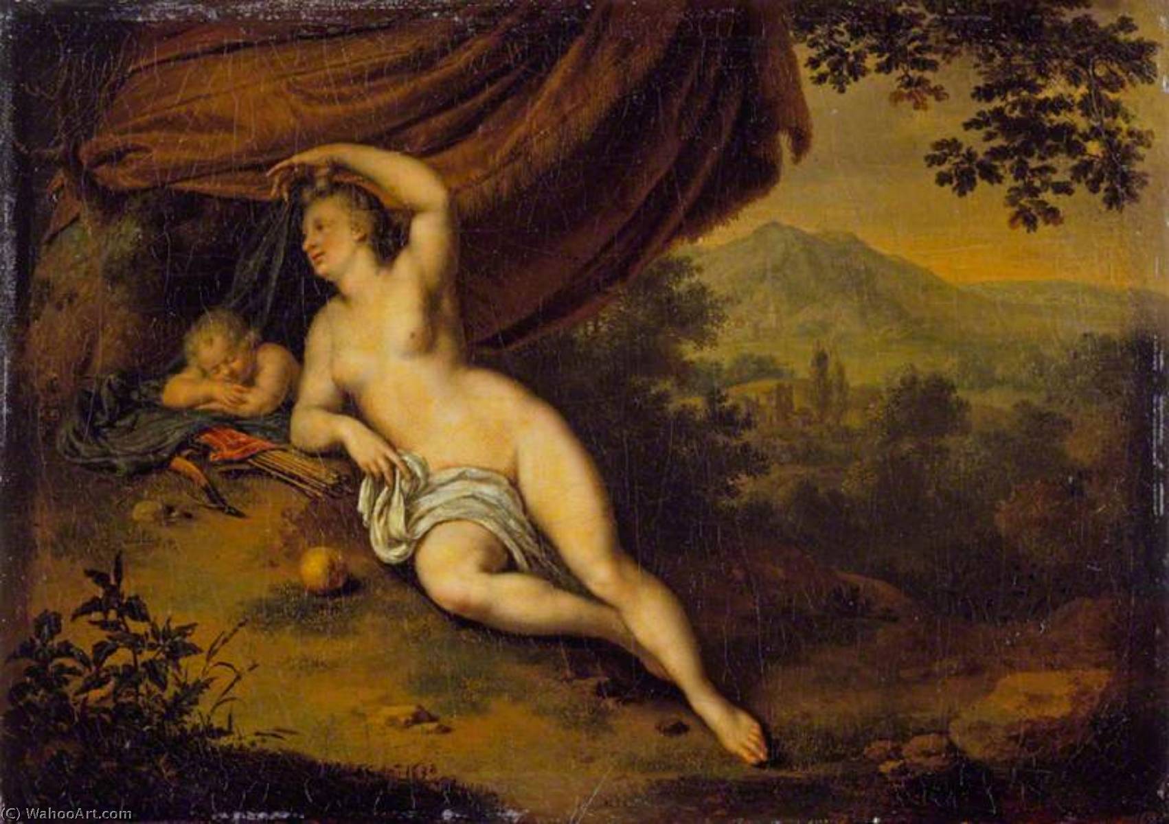 WikiOO.org - אנציקלופדיה לאמנויות יפות - ציור, יצירות אמנות Willem Van Mieris - Venus and Cupid
