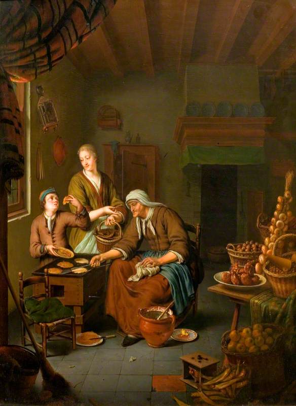 WikiOO.org - Enciclopédia das Belas Artes - Pintura, Arte por Willem Van Mieris - The Pancake Woman