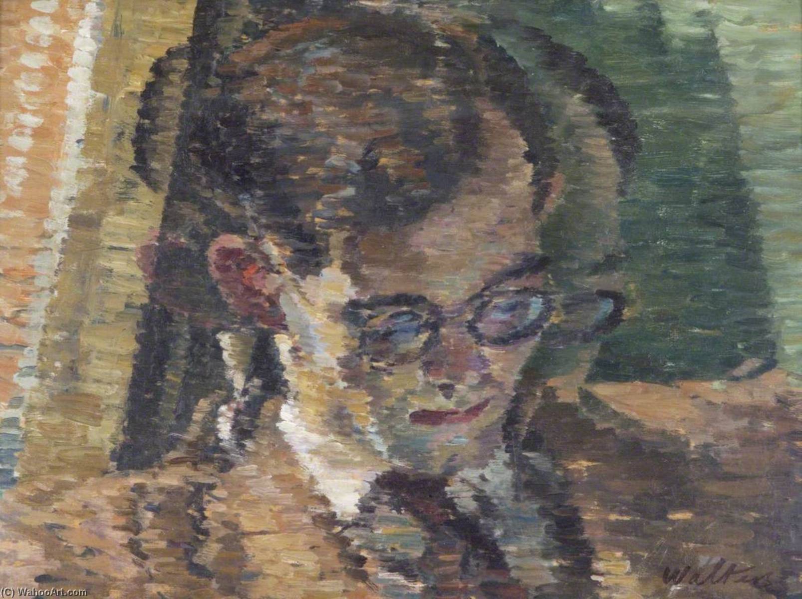 Wikioo.org - The Encyclopedia of Fine Arts - Painting, Artwork by Evan Walters - Young Man with Spectacles
