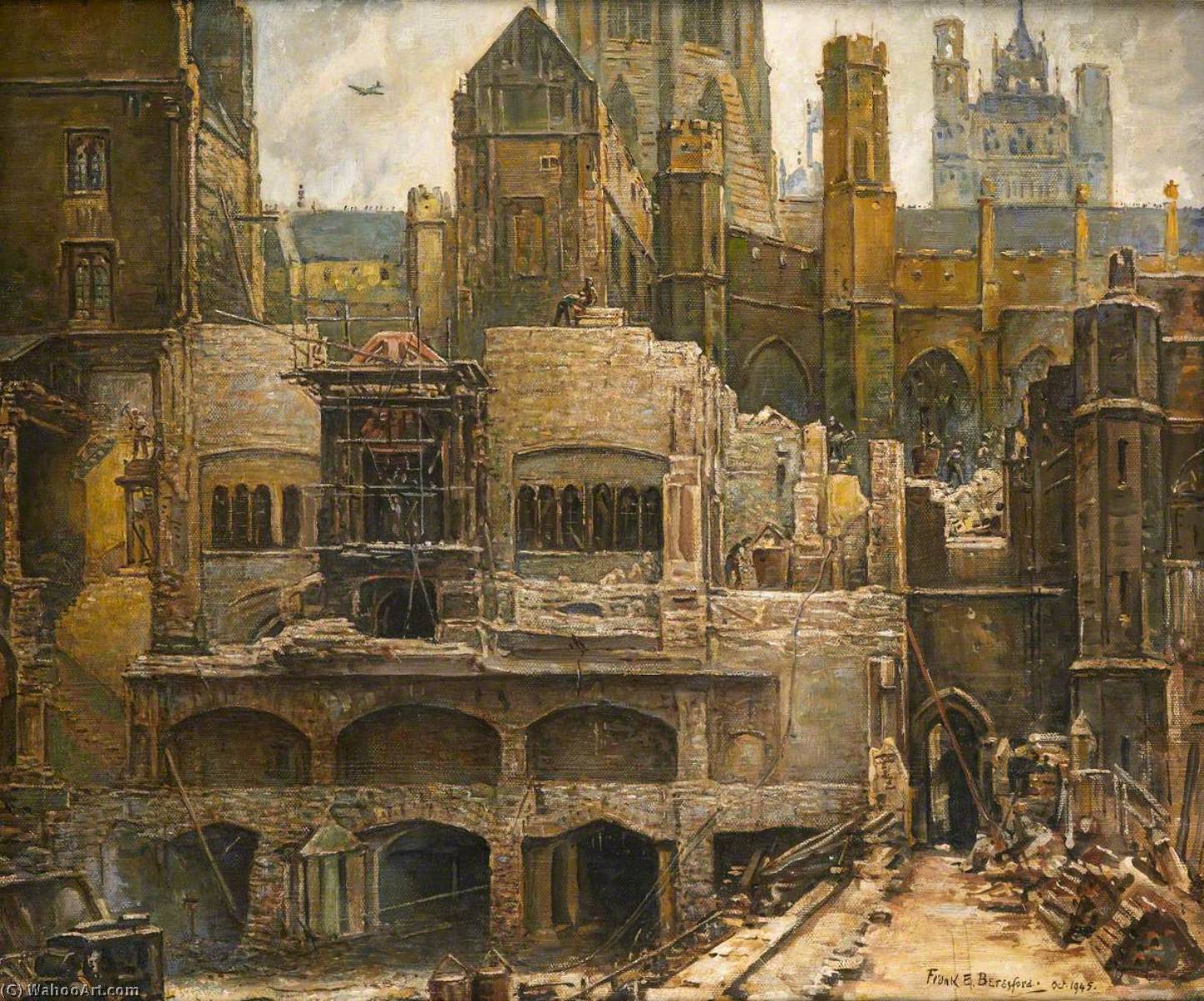 WikiOO.org - Encyclopedia of Fine Arts - Maalaus, taideteos Frank Ernest Beresford - Demolition of the Blitzed House of Commons