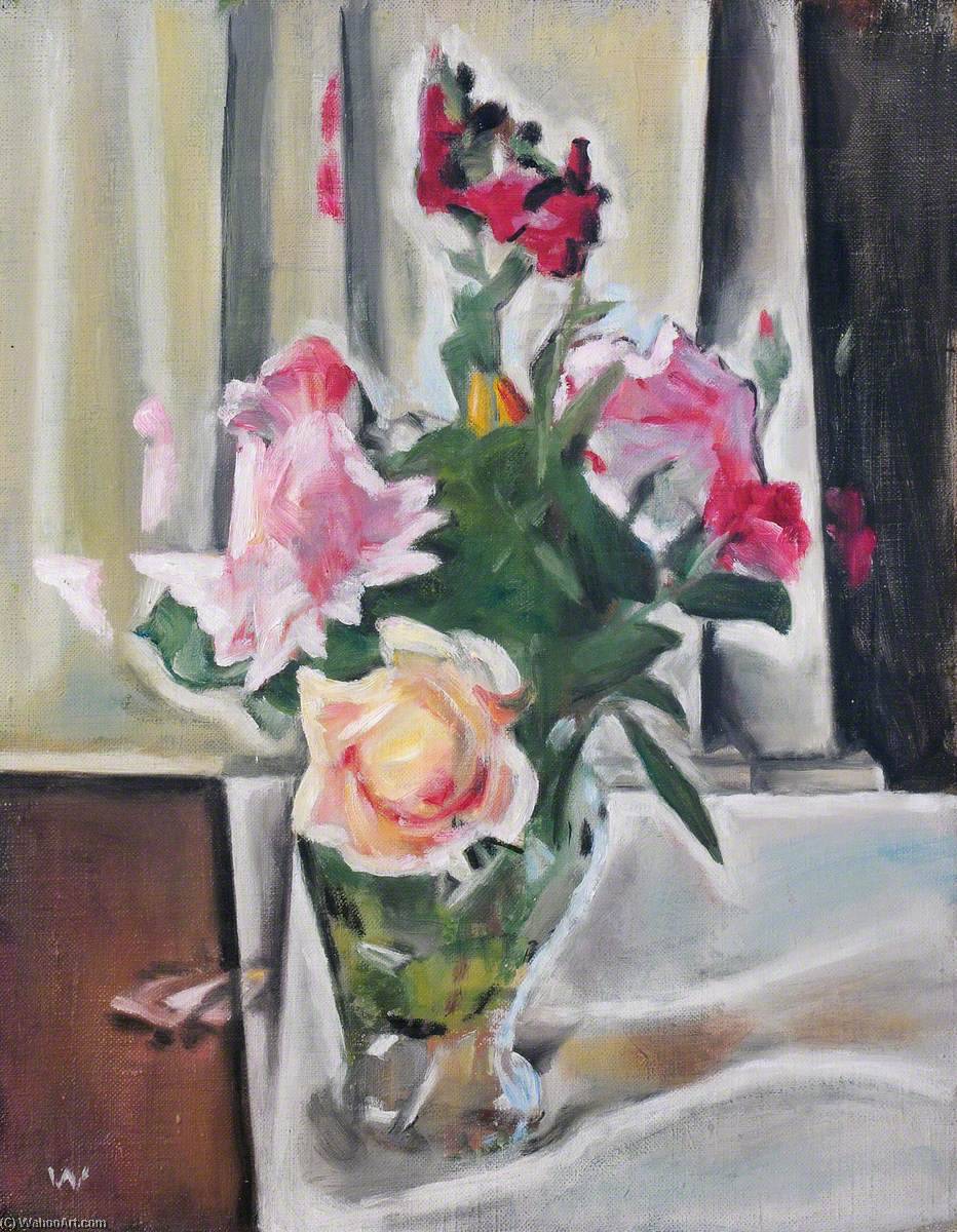 WikiOO.org - Enciclopédia das Belas Artes - Pintura, Arte por Evan Walters - Vase of Flowers