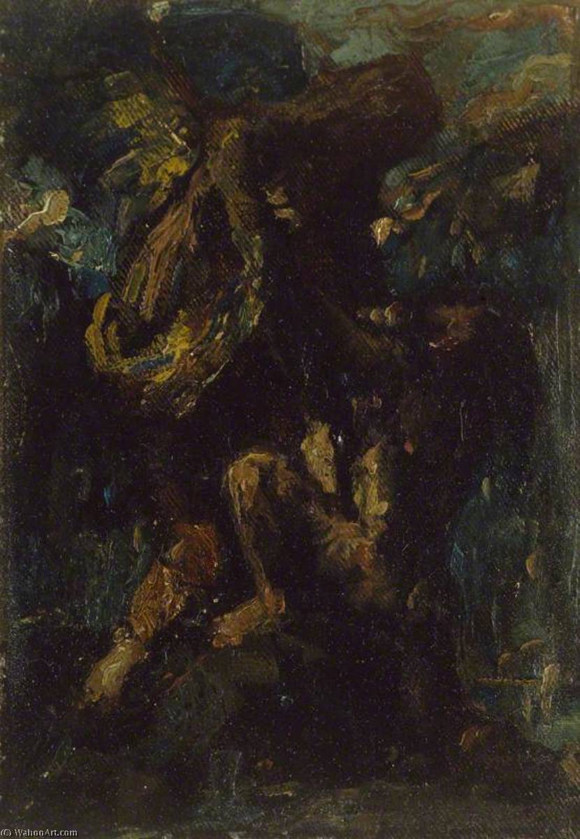 WikiOO.org - Güzel Sanatlar Ansiklopedisi - Resim, Resimler Charles De Sousy Ricketts - Jacob wrestling with the Angel