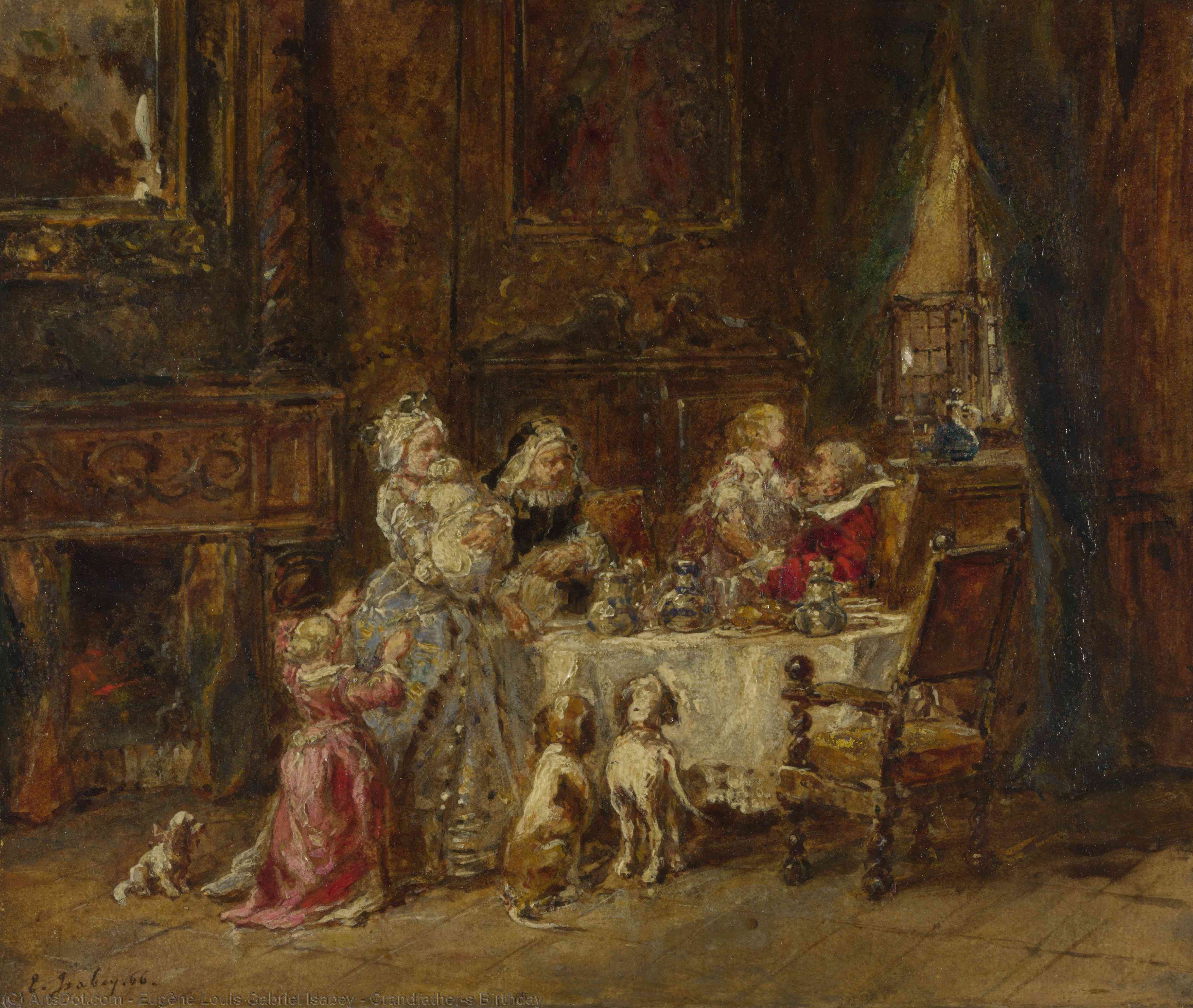 Wikioo.org - The Encyclopedia of Fine Arts - Painting, Artwork by Eugène Louis Gabriel Isabey - Grandfather's Birthday