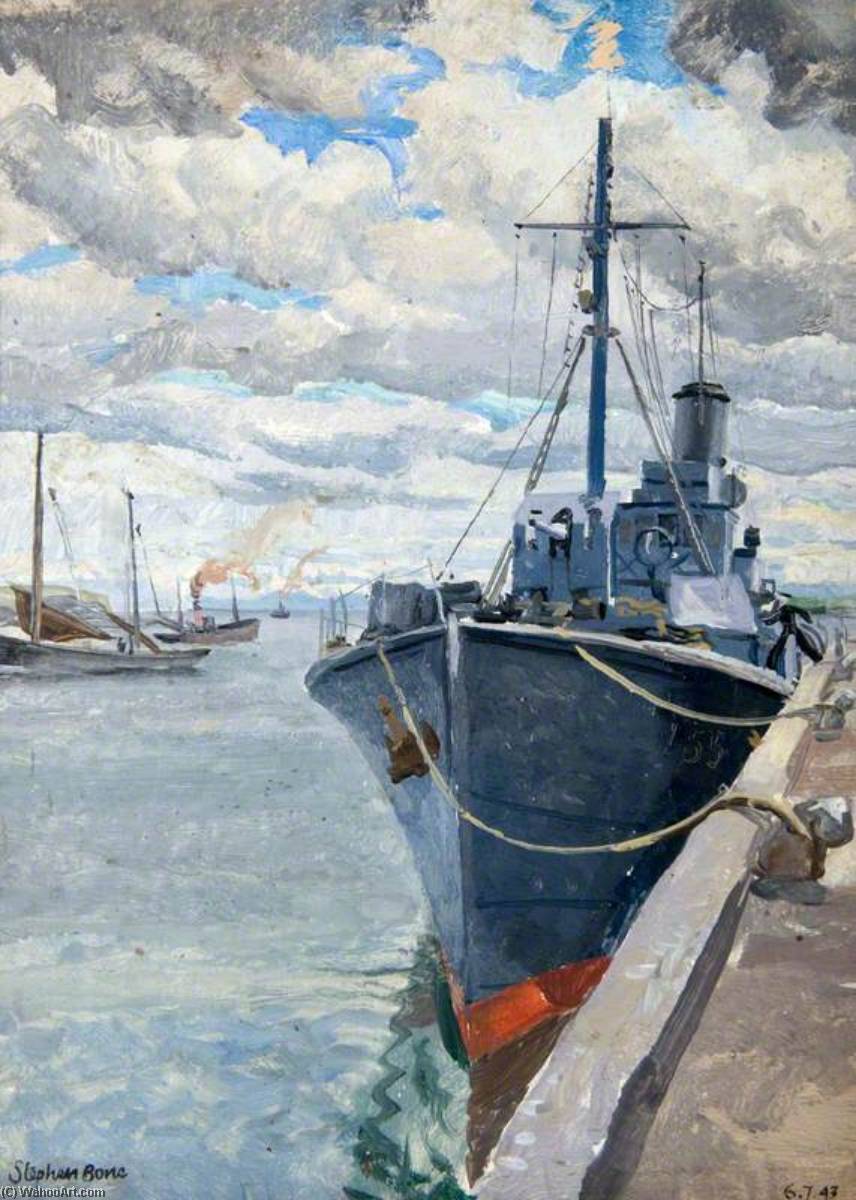 Wikioo.org - Bách khoa toàn thư về mỹ thuật - Vẽ tranh, Tác phẩm nghệ thuật Stephen Bone - HMS Trawler 'Stella Pegasi'