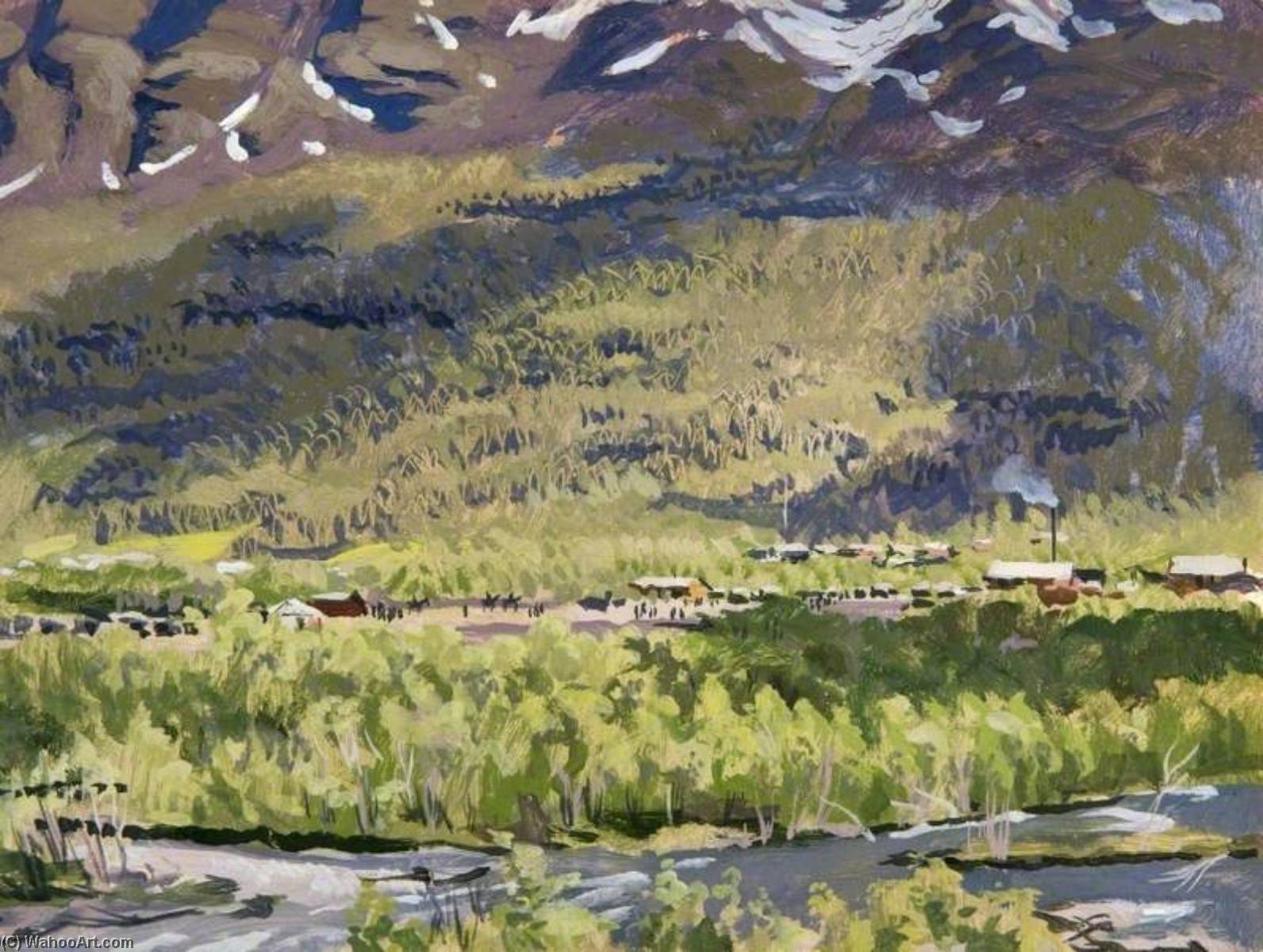 WikiOO.org - Enciclopedia of Fine Arts - Pictura, lucrări de artă Stephen Bone - German Camp at Kvesmenes in the Birch Forest
