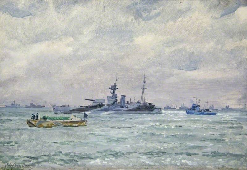 Wikioo.org - The Encyclopedia of Fine Arts - Painting, Artwork by Stephen Bone - HMS 'Roberts'