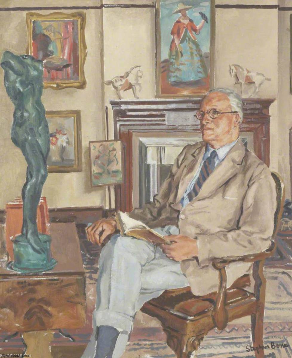 Wikioo.org - The Encyclopedia of Fine Arts - Painting, Artwork by Stephen Bone - Hugh Walpole (1884–1941), in His Study