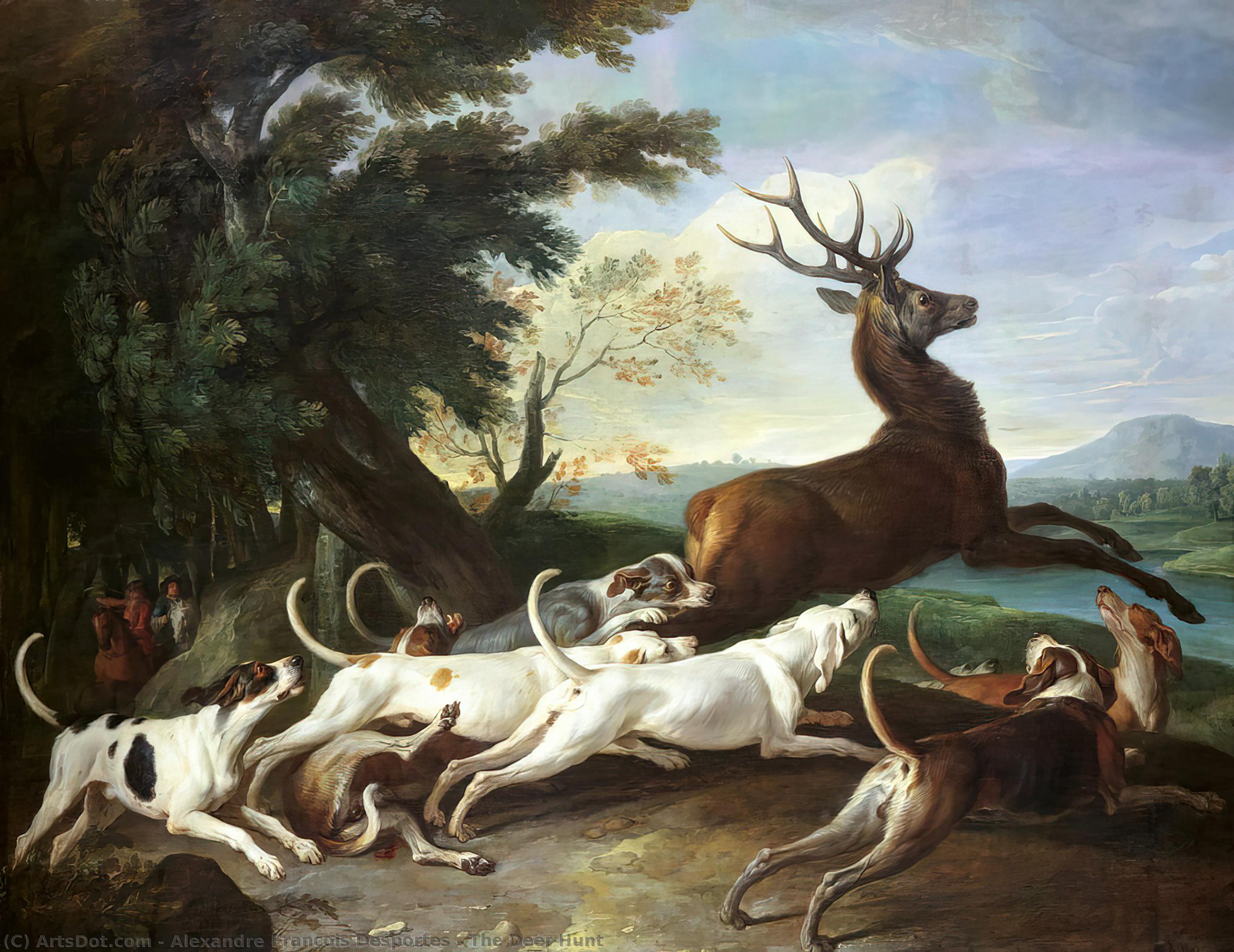 Wikioo.org - The Encyclopedia of Fine Arts - Painting, Artwork by Alexandre François Desportes - Le debuche du cerf