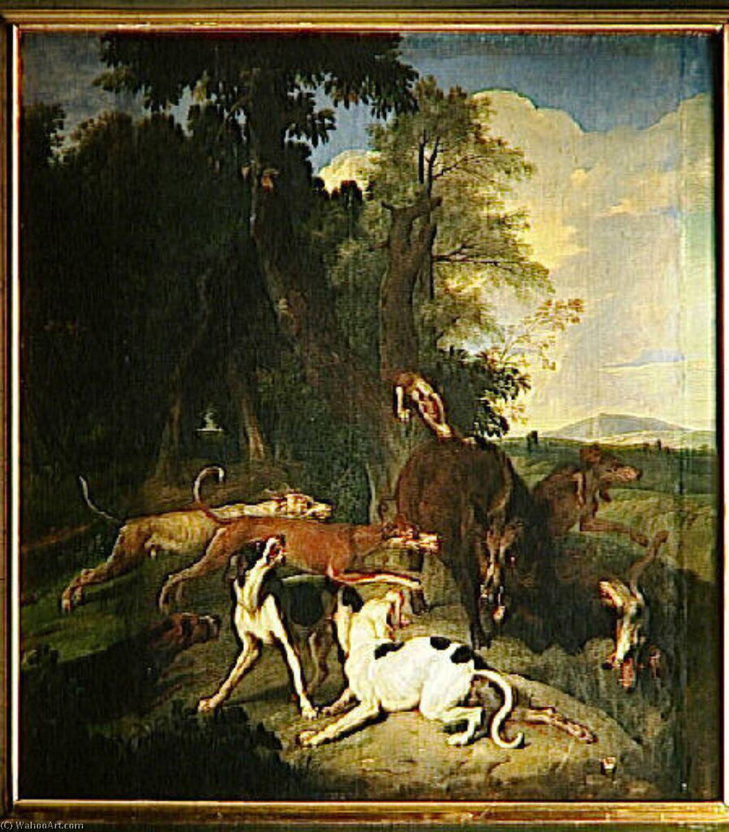 Wikioo.org – L'Encyclopédie des Beaux Arts - Peinture, Oeuvre de Alexandre François Desportes - Sanglier faisant face au chien ( sic )