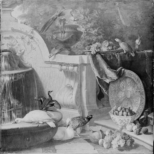 WikiOO.org - Encyclopedia of Fine Arts - Lukisan, Artwork Alexandre François Desportes - CANARDS, FAISANS ET FRUITS PRES D'UNE FONTAINE