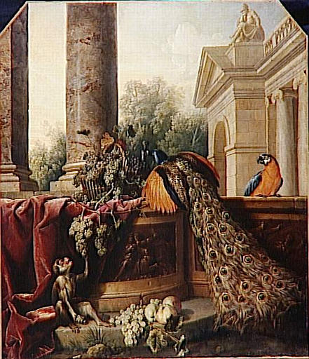 WikiOO.org - Encyclopedia of Fine Arts - Lukisan, Artwork Alexandre François Desportes - NATURE MORTE AU PAON