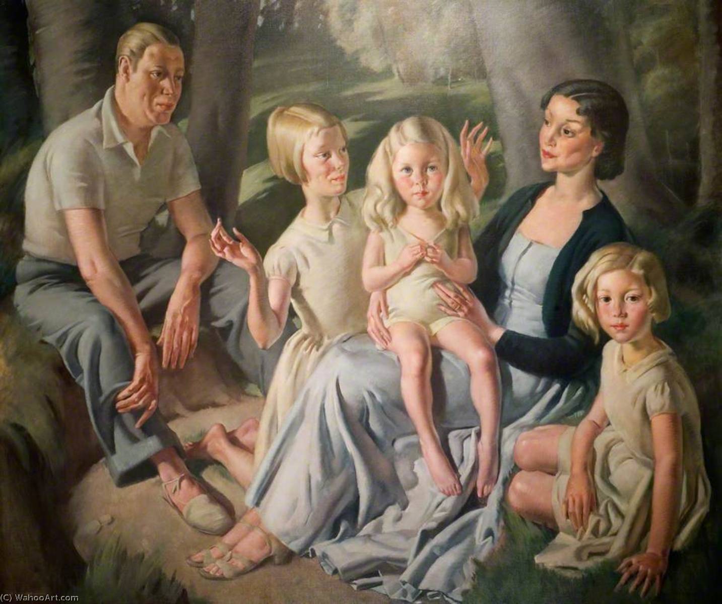 Wikioo.org - The Encyclopedia of Fine Arts - Painting, Artwork by Bernard Fleetwood Walker - Mr and Mrs R. H. Butler and Their Daughters