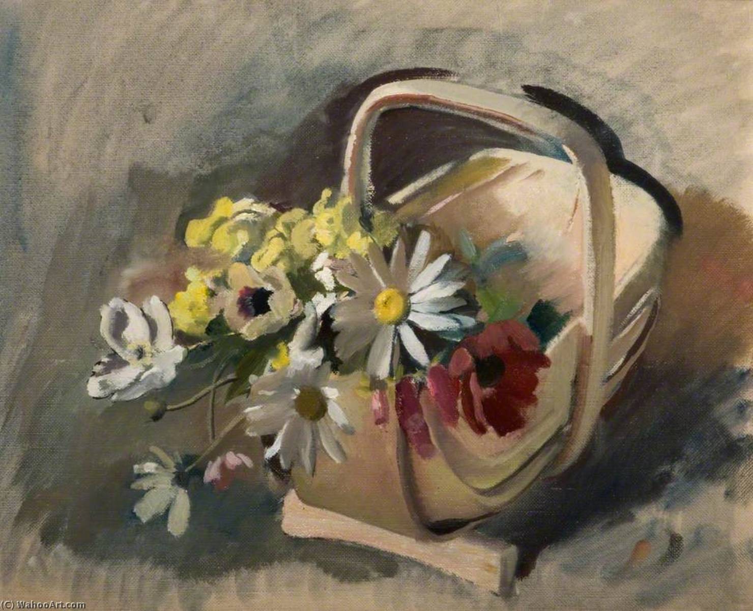Wikioo.org - The Encyclopedia of Fine Arts - Painting, Artwork by Bernard Fleetwood Walker - Trug with Dog Daisies Study for 'Amity'
