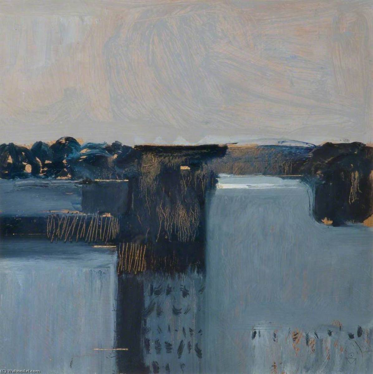 Wikioo.org - The Encyclopedia of Fine Arts - Painting, Artwork by Colin Middleton - Crevinishaughey, Grey Morning, Co. Archdale