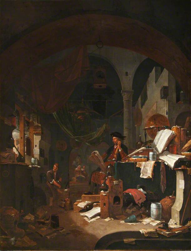 Wikioo.org - The Encyclopedia of Fine Arts - Painting, Artwork by Thomas Wyck - An Alchemist in His Laboratory