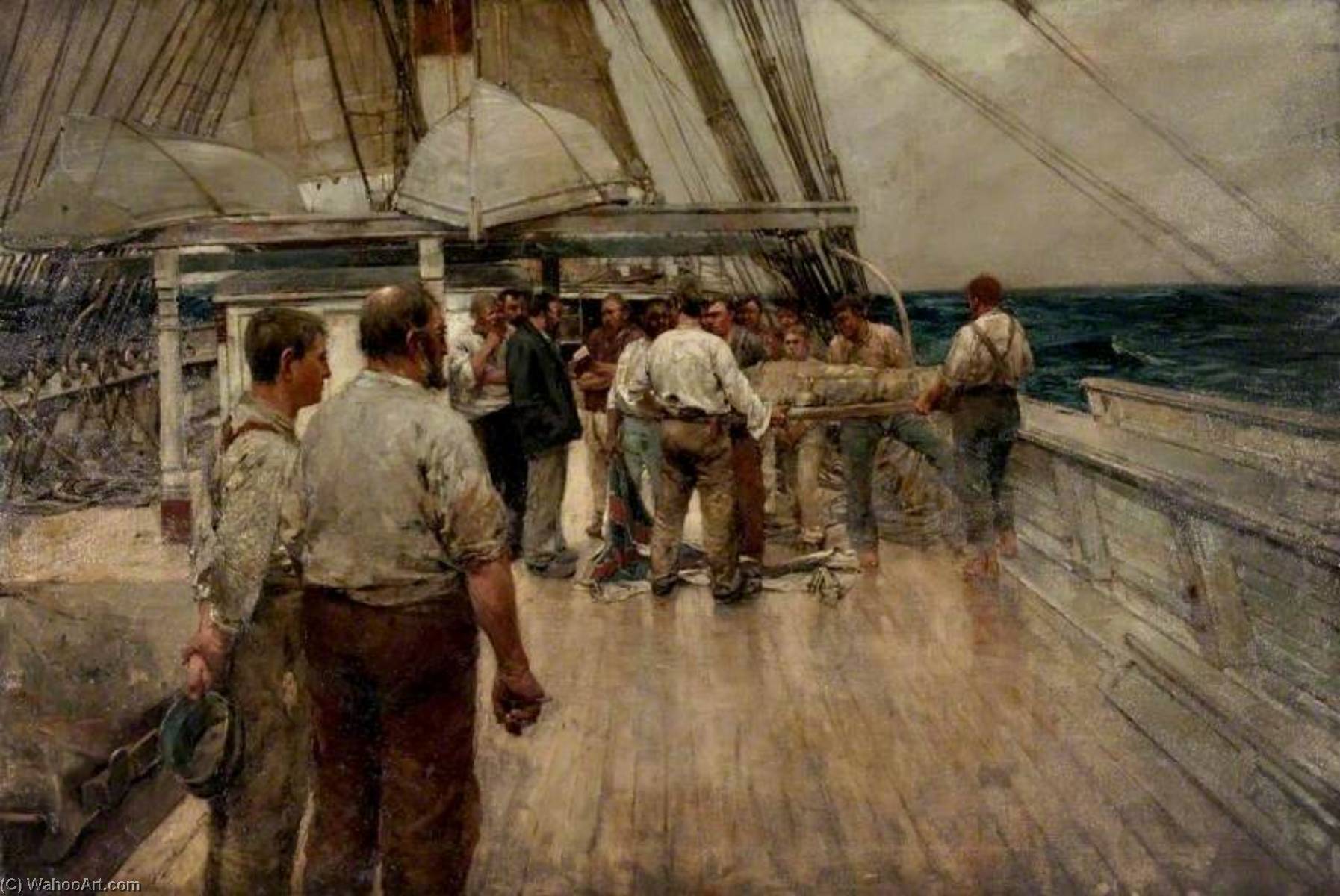 WikiOO.org - Encyclopedia of Fine Arts - Maleri, Artwork Frank William Brangwyn - The Burial at Sea