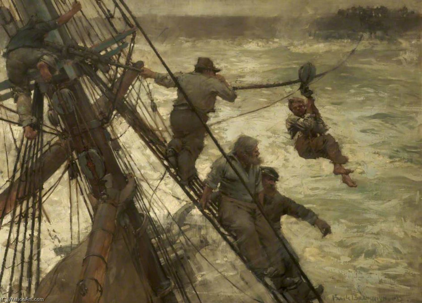 Wikioo.org - The Encyclopedia of Fine Arts - Painting, Artwork by Frank William Brangwyn - The Rescue