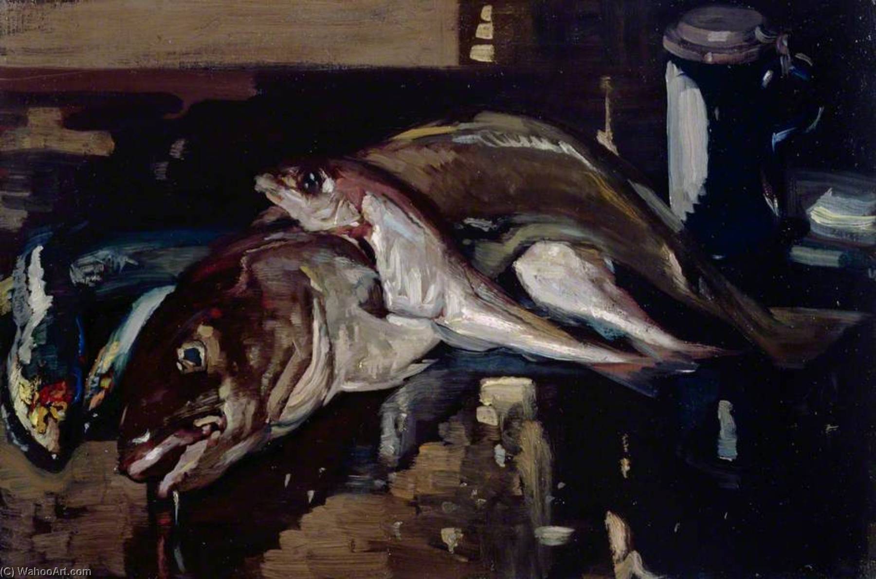 Wikioo.org - The Encyclopedia of Fine Arts - Painting, Artwork by Frank William Brangwyn - Still Life Fish