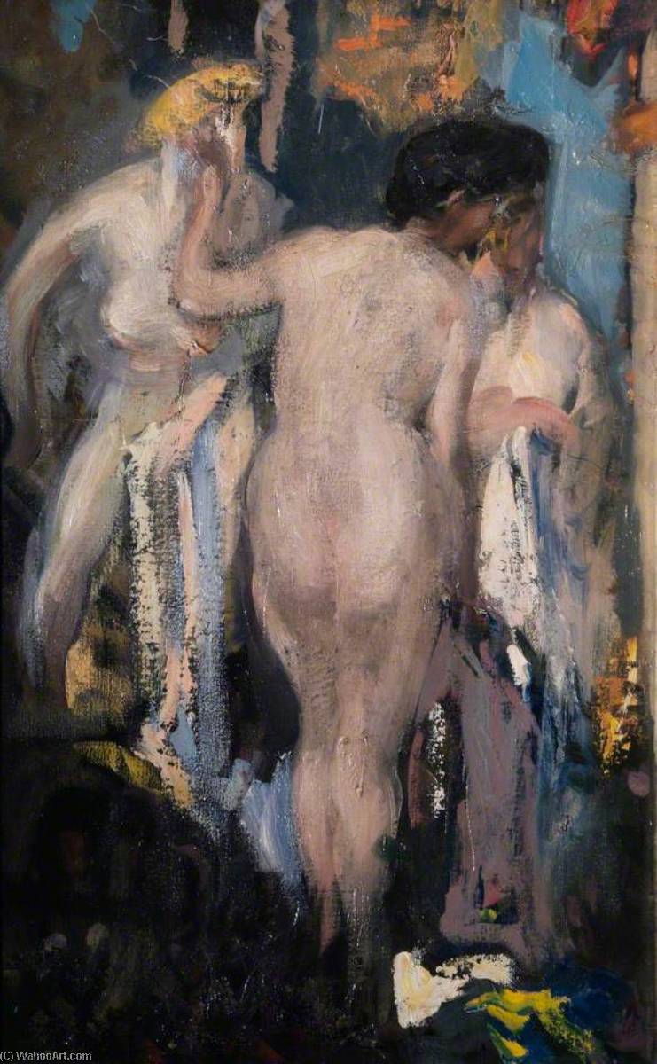 Wikioo.org - The Encyclopedia of Fine Arts - Painting, Artwork by Frank William Brangwyn - Study of Nudes Bathing