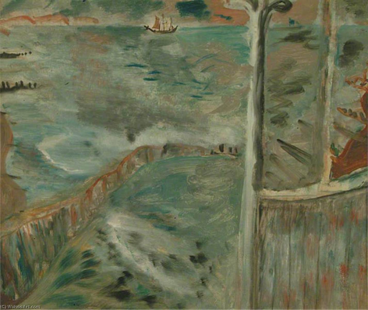 WikiOO.org - Encyclopedia of Fine Arts - Maalaus, taideteos David Jones - Sea View