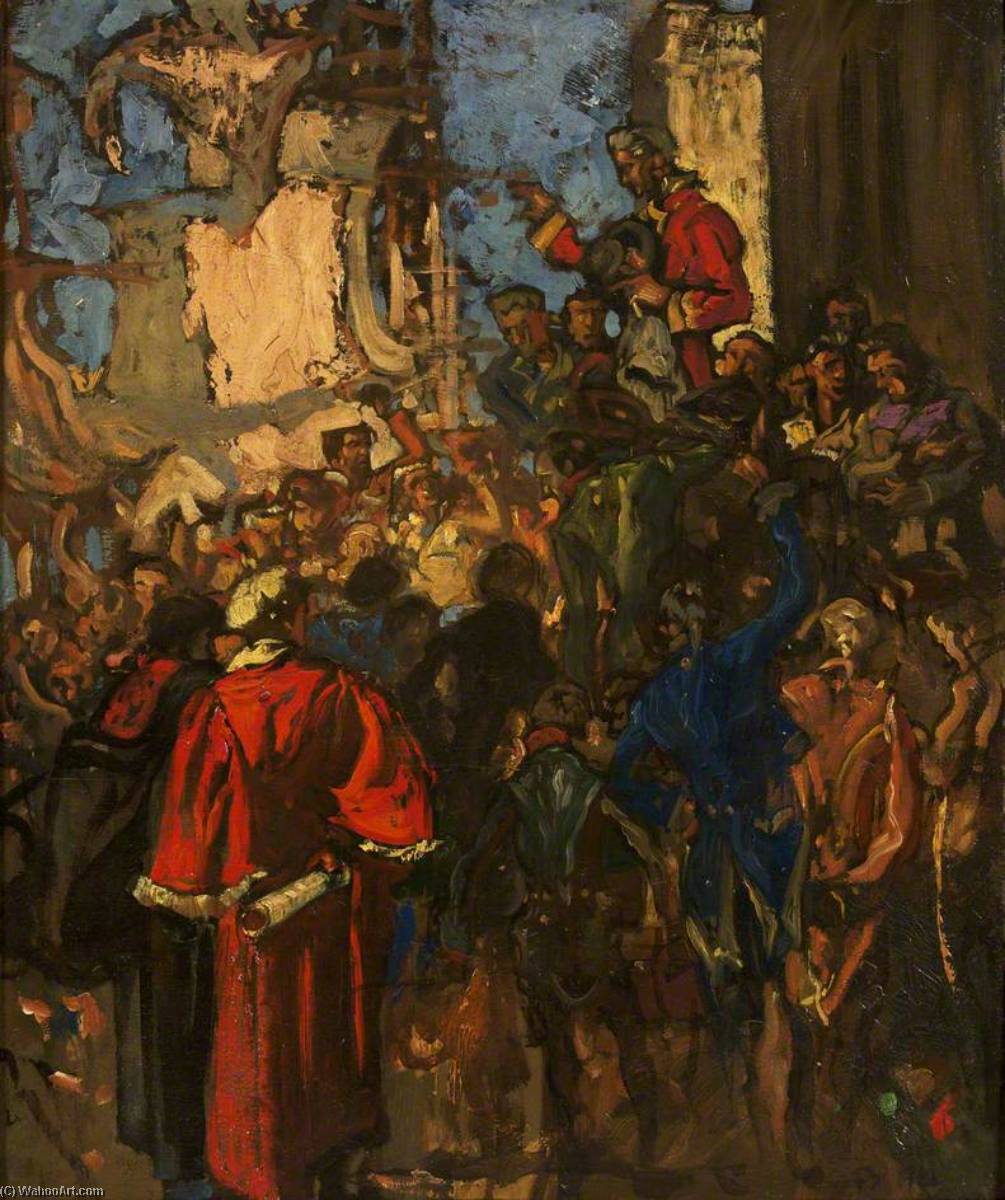 Wikioo.org - The Encyclopedia of Fine Arts - Painting, Artwork by Frank William Brangwyn - The Chairing of Edmund Burke in 1774