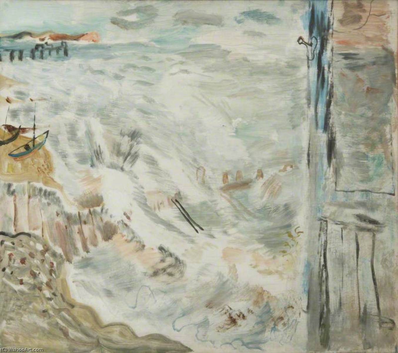 WikiOO.org - Encyclopedia of Fine Arts - Maleri, Artwork David Jones - Rough Sea