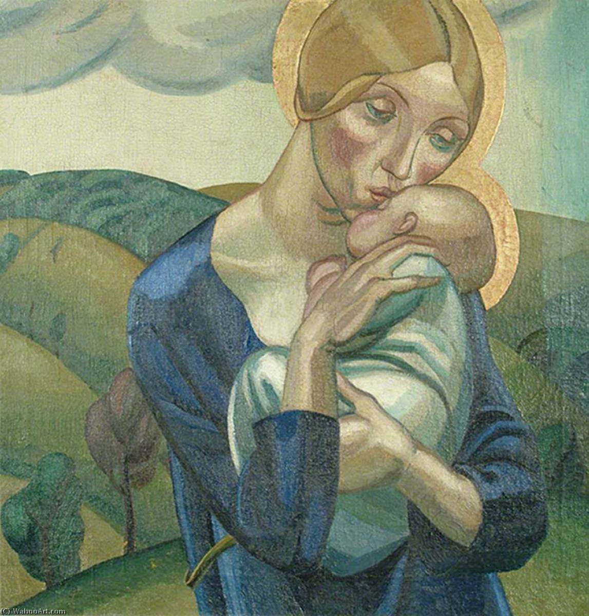 Wikioo.org - The Encyclopedia of Fine Arts - Painting, Artwork by David Jones - Madonna and Child in a Landscape