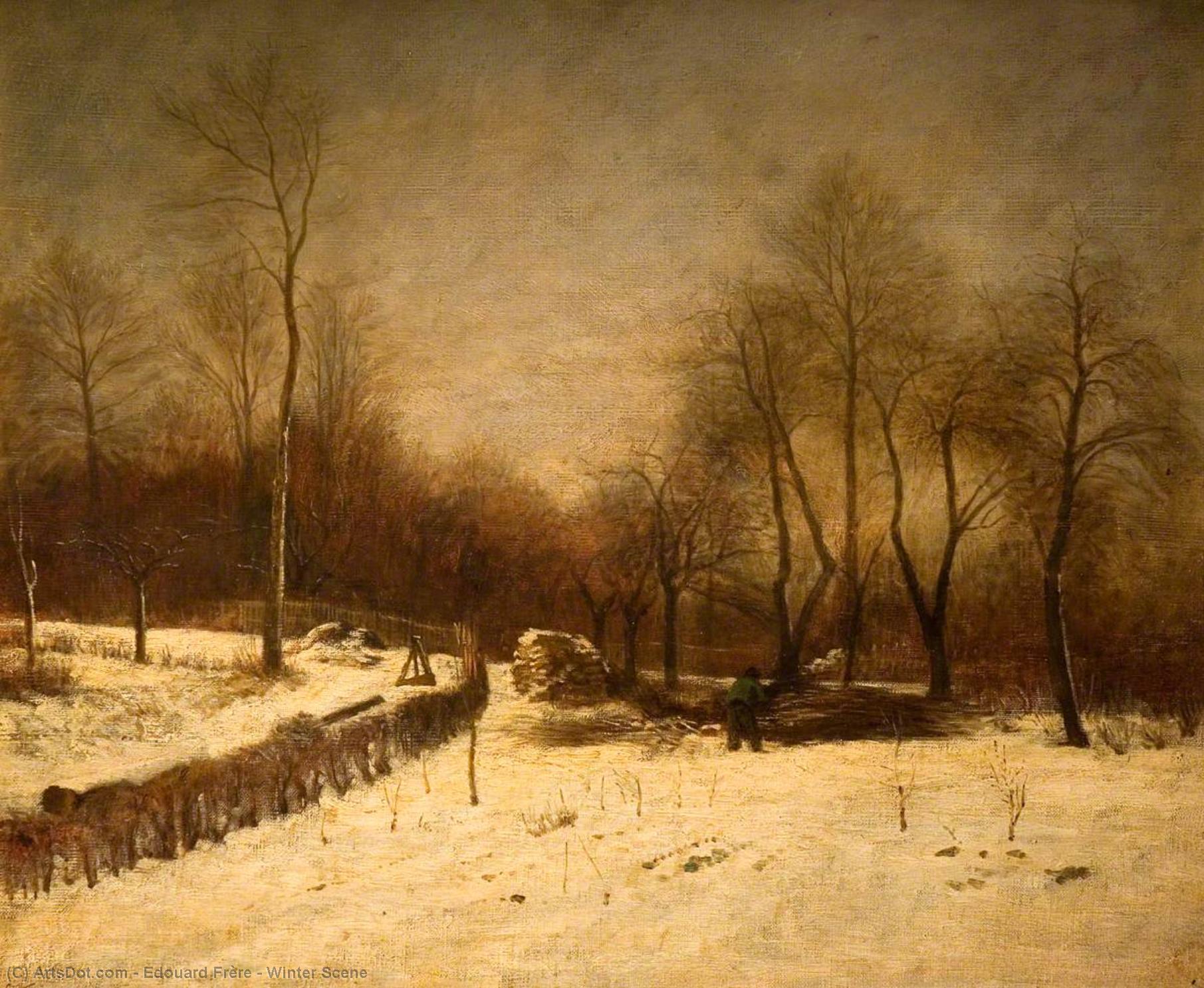 Wikioo.org - The Encyclopedia of Fine Arts - Painting, Artwork by Edouard Frère - Winter Scene