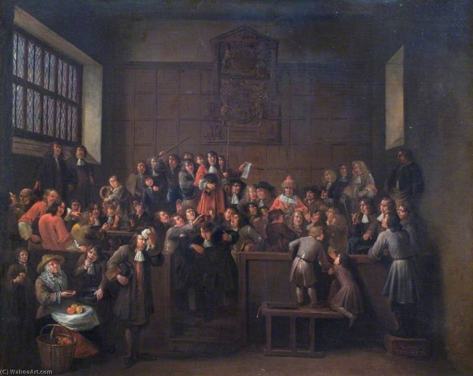 Wikioo.org - The Encyclopedia of Fine Arts - Painting, Artwork by Egbert Van Heemskerck Ii - The Election in the Guildhall of Oxford, 14 March, 1688 (The Attempt by James II to Force Oxford City Council to Elect His Nominee as Alderman)