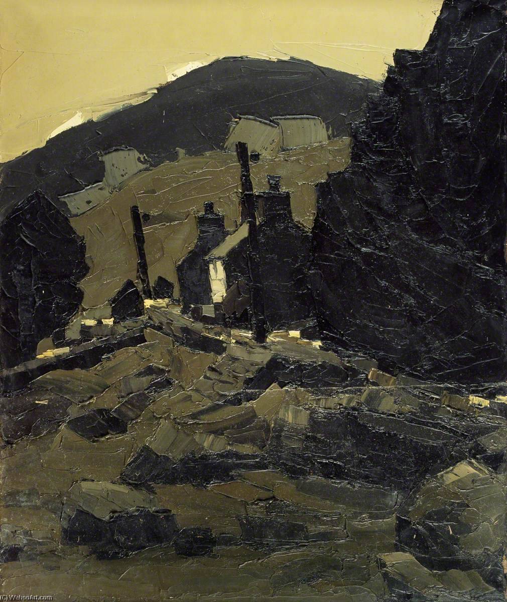 Wikioo.org - The Encyclopedia of Fine Arts - Painting, Artwork by John Kyffin Williams - Cottages, North Wales
