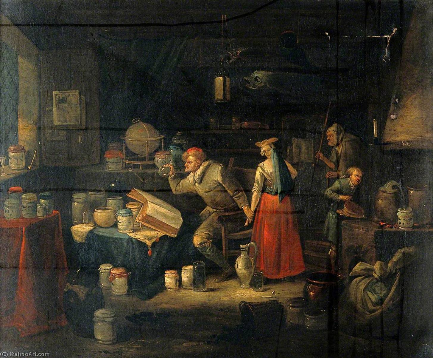 Wikioo.org - The Encyclopedia of Fine Arts - Painting, Artwork by Egbert Van Heemskerck Ii - A Man Examining a Urine Flask