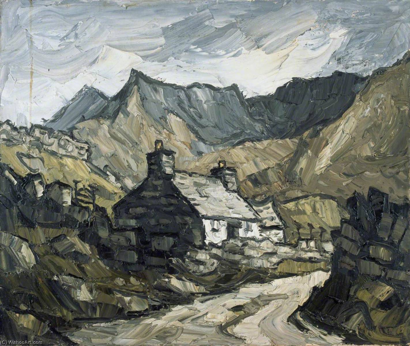 Wikioo.org - The Encyclopedia of Fine Arts - Painting, Artwork by John Kyffin Williams - Roadside Cottage, Eryri