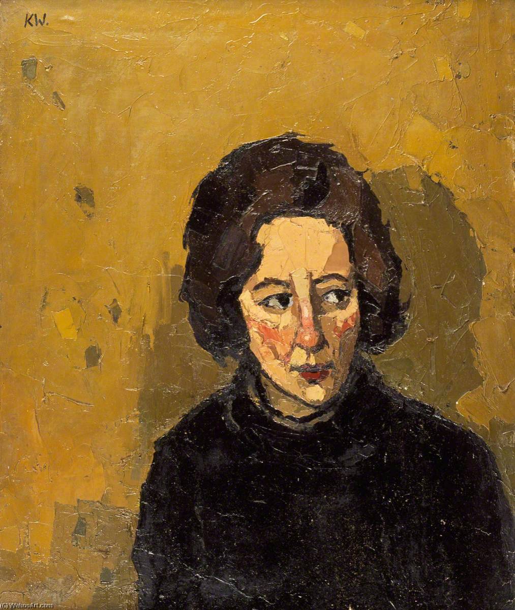 Wikioo.org - The Encyclopedia of Fine Arts - Painting, Artwork by John Kyffin Williams - Portrait of a Young Woman Looking Left