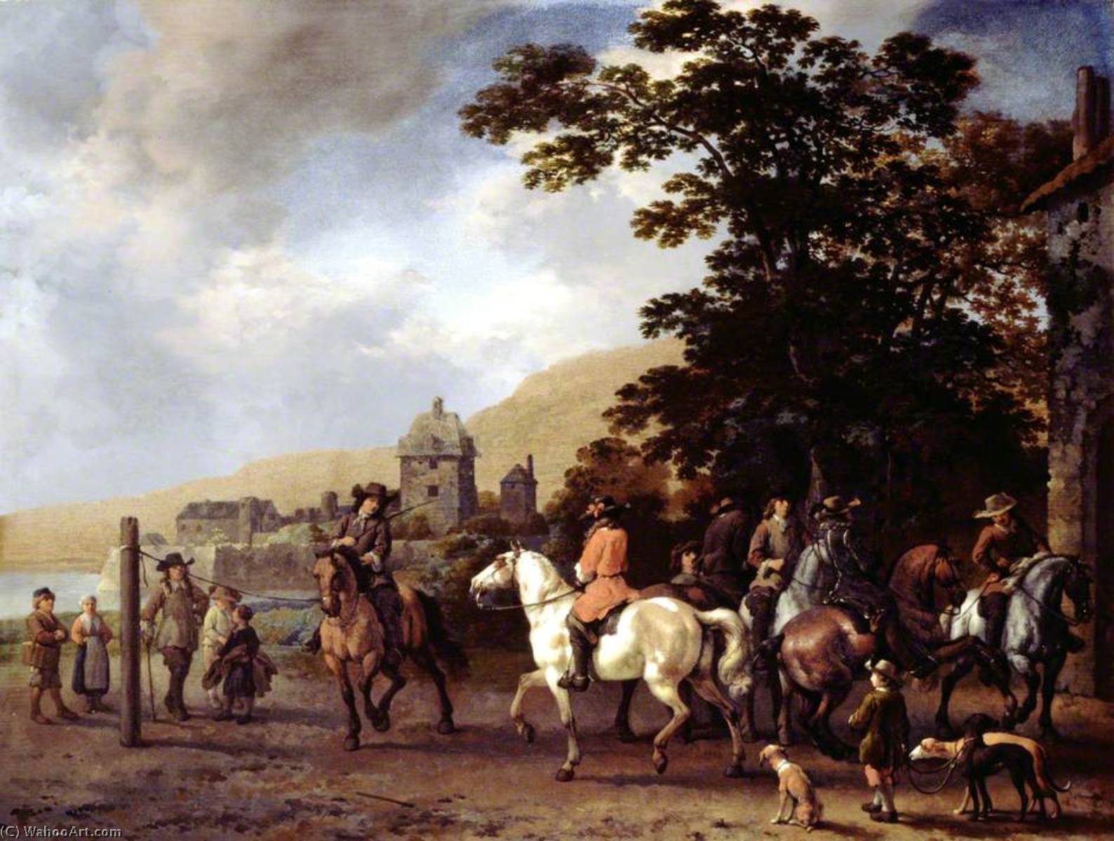Wikioo.org - The Encyclopedia of Fine Arts - Painting, Artwork by Abraham Pietersz Van Calraet - A Riding School in the Open Air