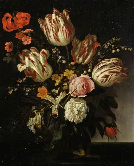 Wikioo.org - The Encyclopedia of Fine Arts - Painting, Artwork by Abraham Pietersz Van Calraet - A Glass Vase of Flowers