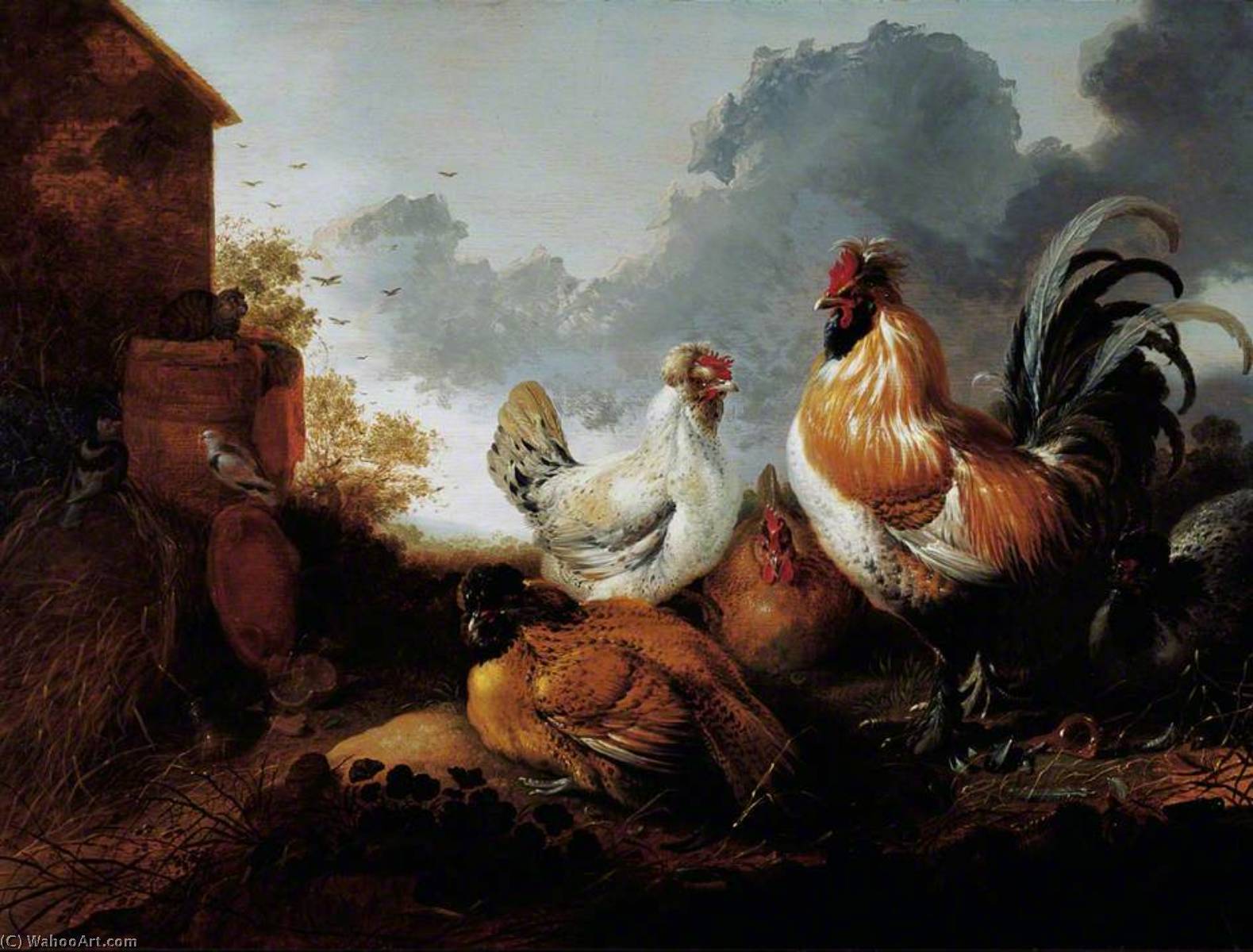 Wikioo.org - The Encyclopedia of Fine Arts - Painting, Artwork by Abraham Pietersz Van Calraet - Poultry in a Farmyard