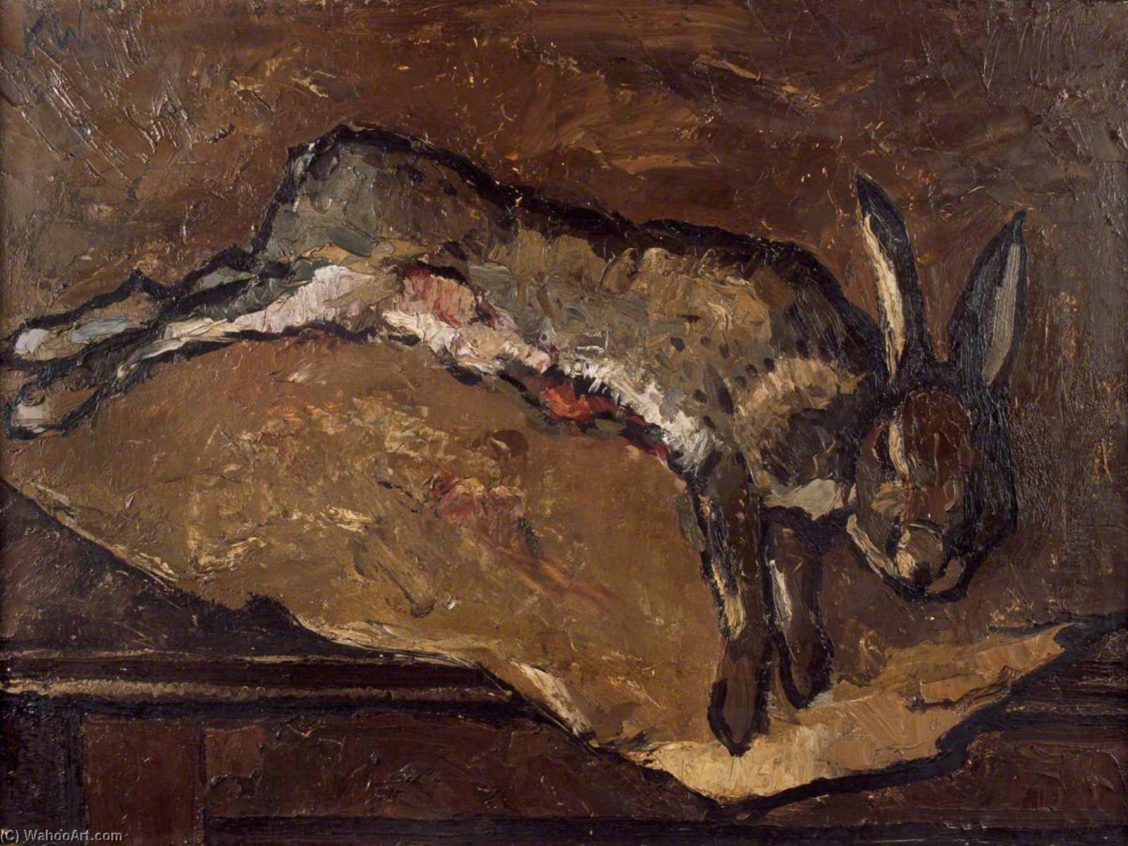 Wikioo.org - The Encyclopedia of Fine Arts - Painting, Artwork by John Kyffin Williams - Dead Hare in Brown Paper