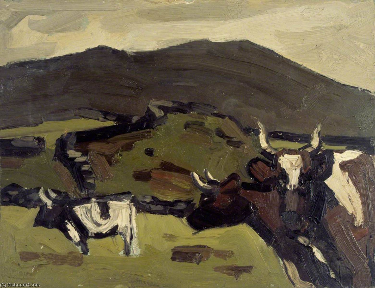 Wikioo.org - The Encyclopedia of Fine Arts - Painting, Artwork by John Kyffin Williams - Cattle in the Field