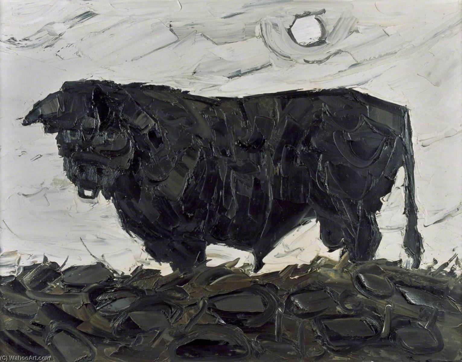 Wikioo.org - The Encyclopedia of Fine Arts - Painting, Artwork by John Kyffin Williams - Welsh Black Bull